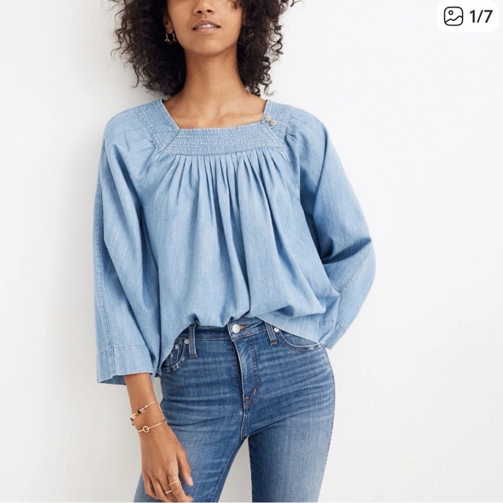 Madewell Chambray Square Neck Top